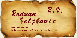 Radman Veljković vizit kartica